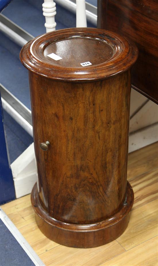 A Victorian walnut cylinder pot cupboard, H.73cm